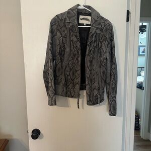 Boston Proper Gray Snake Print Bomber Jacket